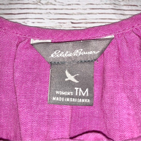 Eddie Bauer Viscose Linen Sleeveless Bubblegum Top Blouse Medium Tall - Picture 3 of 5